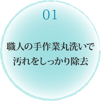 職人の手作業丸洗いで汚れをしっかり除去